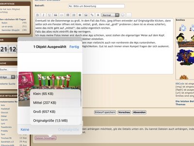 So sieht es bei mir aus. Originalgröße ist zu massiv. Groß reicht aber schon.